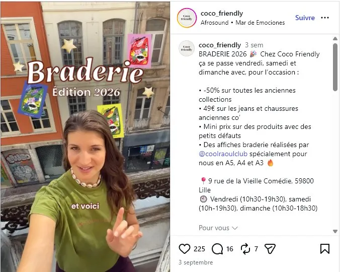 coco-friendly-instagram-02-braderie-2026 Publication Instagram de Coco Friendly et ses résultats