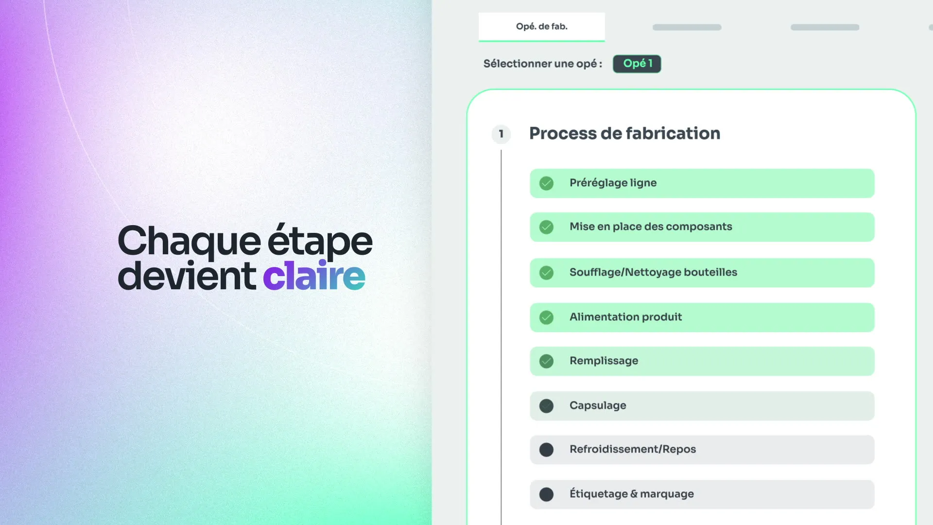 Extrait de la vidéo JustUp, « Chaque étape devient claire » avec la liste des étapes