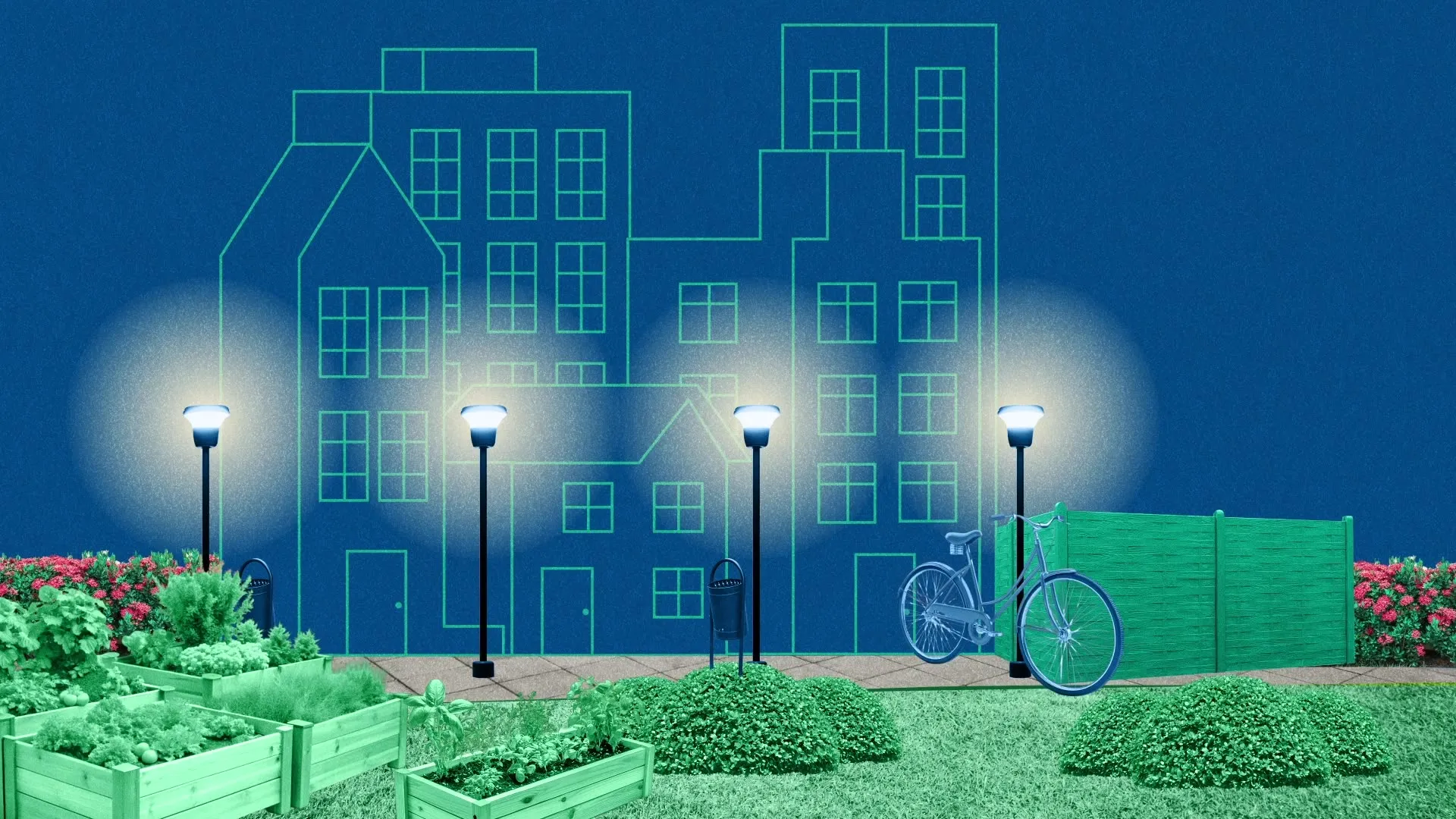 frame_213 Extrait de la vidéo Clésence, une rue de quartier éclairée par des lampadaires